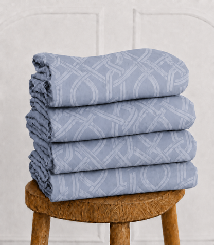 Elite Weave Powder Blue Interwoven Geometric King Size Cotton Bedsheet – Contemporary Style & Everyday Comfort