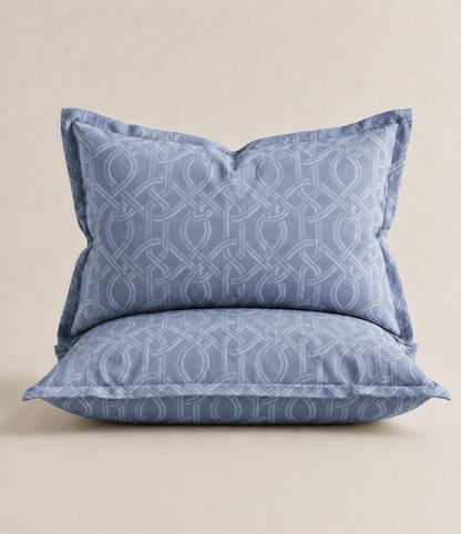 Elite Weave Powder Blue Interwoven Geometric King Size Cotton Bedsheet – Contemporary Style & Everyday Comfort