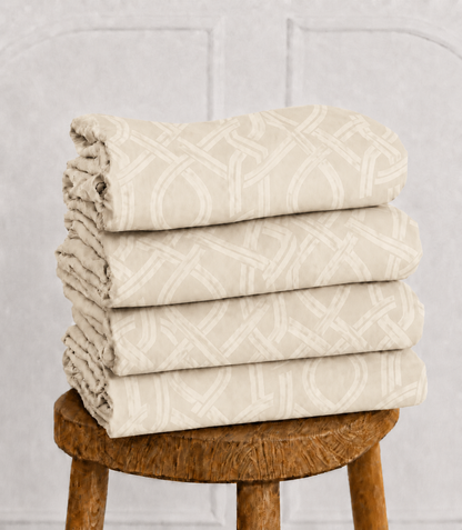 Elite Weave Ivory Interwoven Geometric King Size Cotton Bedsheet – Timeless Elegance & Everyday Comfort