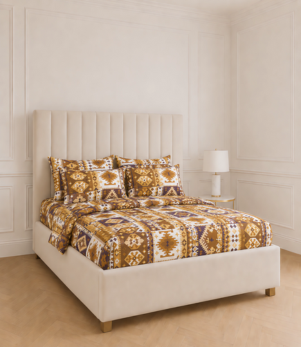 Cozy Cotton Mustard Tribal King Size Cotton Bedsheet – Ethnic Heritage Premium Comfort