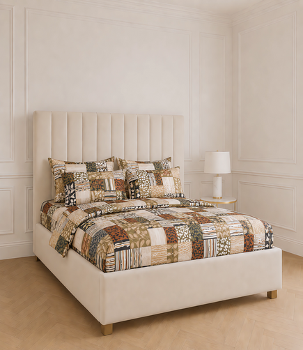 Cozy Cotton Earthy Patchwork King Size Cotton Bedsheet – Rustic Fusion Premium Comfort