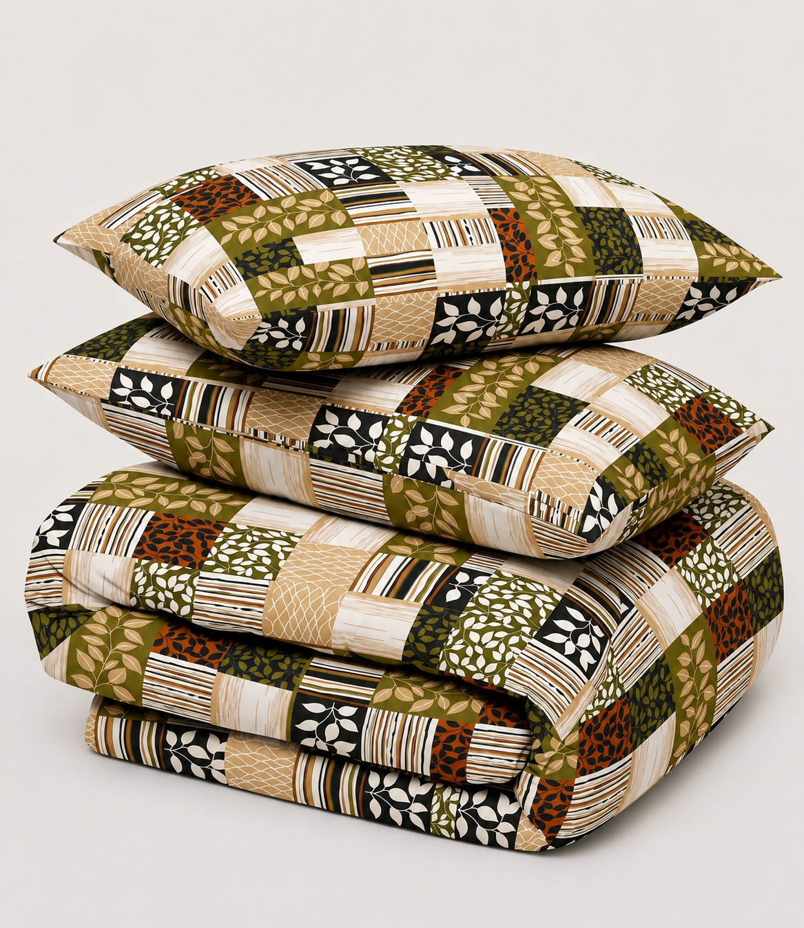 Cozy Cotton Earthy Patchwork King Size Cotton Bedsheet – Rustic Fusion Premium Comfort