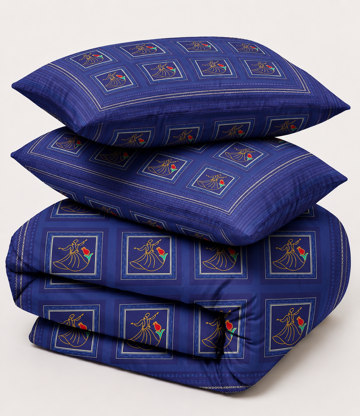 Cozy Cotton Royal Blue King Size Cotton Bedsheet – Ethnic Art Premium Comfort