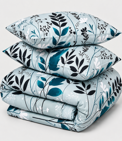 Cozy Cotton Sage Green Botanical King Size Cotton Bedsheet – Nature Inspired Premium Comfort