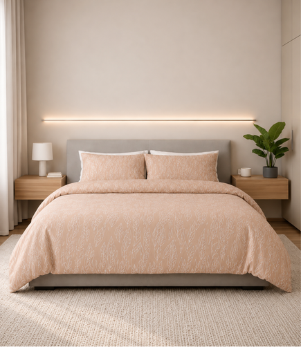 Dream World Peach Blossom King Size Cotton Bedsheet – Soft Botanical Premium Comfort