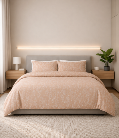 Dream World Peach Blossom King Size Cotton Bedsheet – Soft Botanical Premium Comfort
