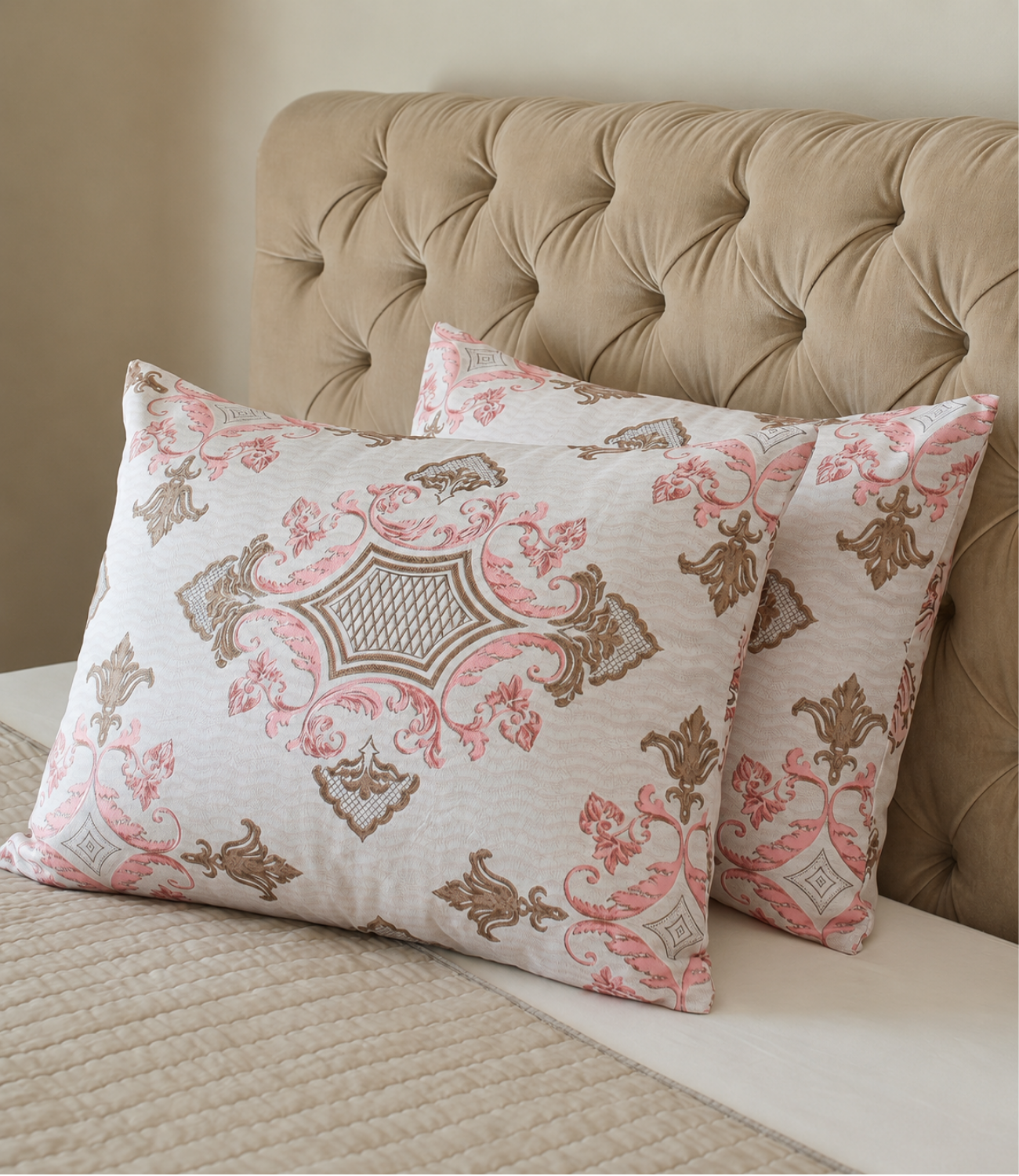 Dream World Blush Pink King Size Cotton Bedsheet – Royal Motif Premium Comfort