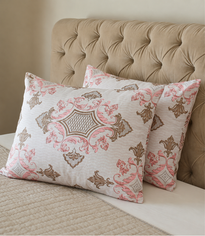 Dream World Blush Pink King Size Cotton Bedsheet – Royal Motif Premium Comfort