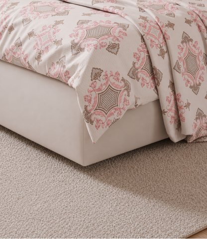 Dream World Blush Pink King Size Cotton Bedsheet – Royal Motif Premium Comfort