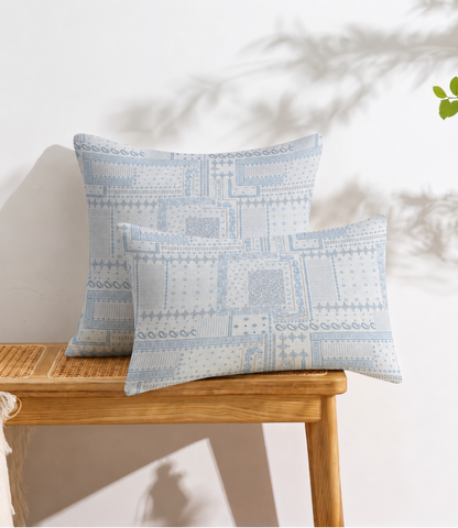 Soft Touch Sky Blue Patchwork King Size Cotton Bedsheet – Elegant Vintage Comfort & Everyday Softness