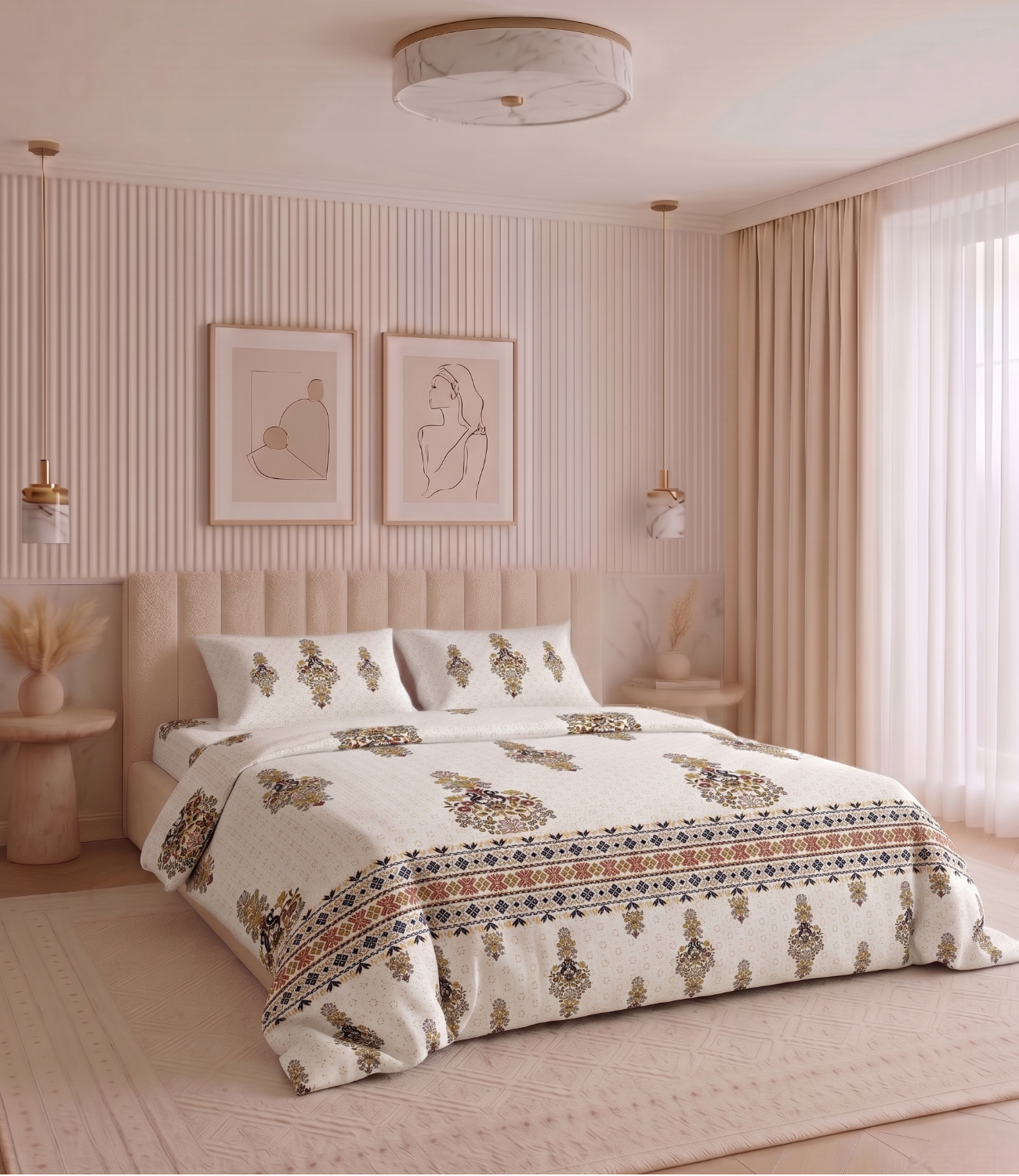 Heritage King Size Cotton Bedsheet - Pure Cotton Luxury Bed Linen