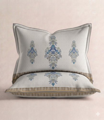 Heritage King Size Cotton Bedsheet - Premium 100% Pure Cotton Bedding Blue color