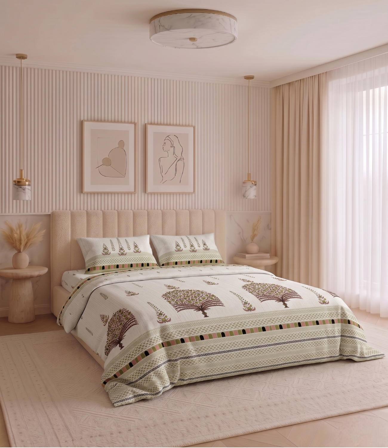 Heritage King Size Cotton Bedsheet - Luxury Pure Cotton Bed Linen