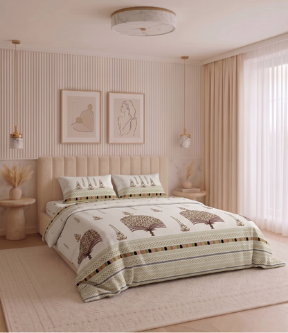 Heritage King Size Cotton Bedsheet - Luxury Pure Cotton Bed Linen