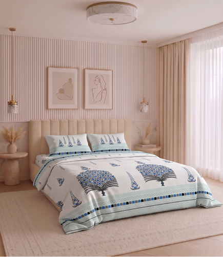 Heritage King Size Cotton Bedsheet - Premium Pure Cotton Bedding
