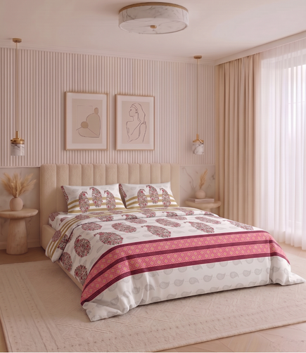 Heritage King Size Cotton Bedsheet - Premium 100% Pure Cotton Bed Linen