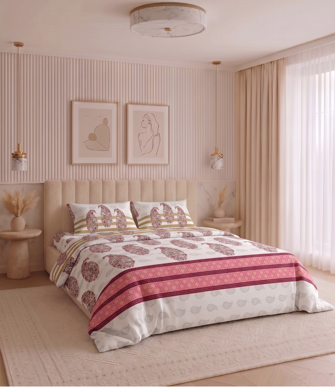 Heritage King Size Cotton Bedsheet - Premium 100% Pure Cotton Bed Linen