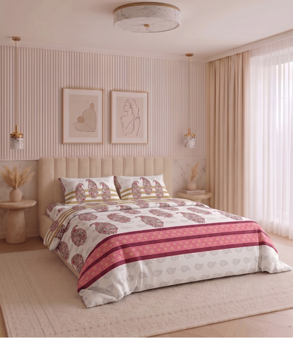 Heritage King Size Cotton Bedsheet - Premium 100% Pure Cotton Bed Linen