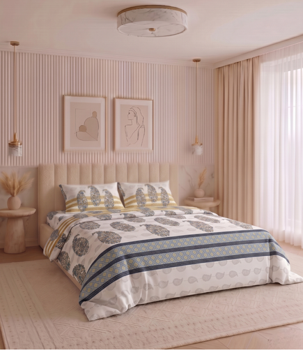 Heritage King Size Cotton Bedsheet - Luxury Pure Cotton Bedding