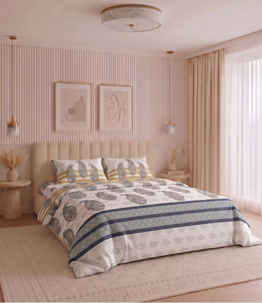 Heritage King Size Cotton Bedsheet - Luxury Pure Cotton Bedding