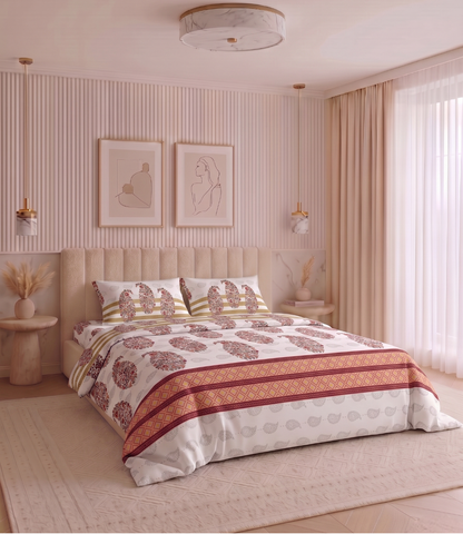 Heritage King Size Cotton Bedsheet - Premium 100% Pure Cotton Bedding