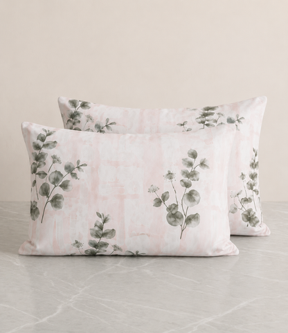 Arizona Blush Eucalyptus King Size Cotton Bedsheet – Soft Botanical Elegance