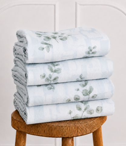 Arizona Mist Blue Eucalyptus King Size Cotton Bedsheet – Serene Botanical Comfort