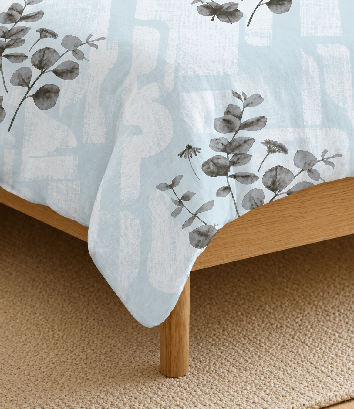 Arizona Mist Blue Eucalyptus King Size Cotton Bedsheet – Serene Botanical Comfort