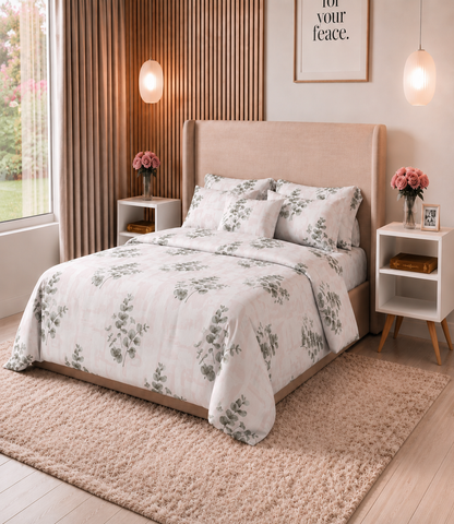 Arizona Blush Sage Eucalyptus King Size Cotton Bedsheet – Botanical Serenity