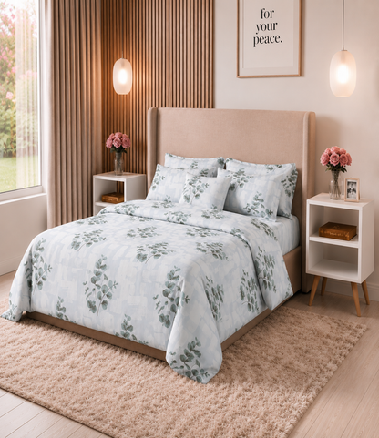 Arizona Sage Mist Eucalyptus King Size Cotton Bedsheet – Fresh Botanical Comfort