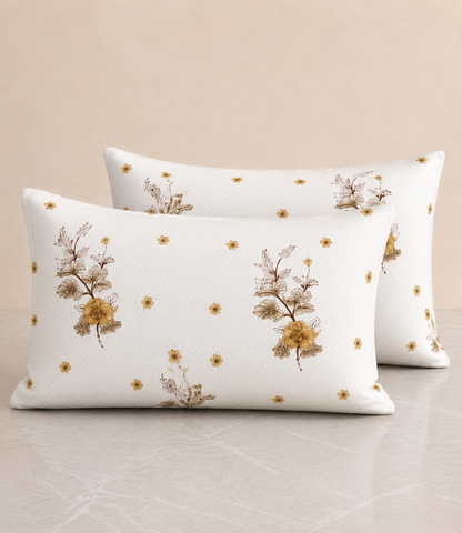 Arizona Golden Blossom King Size Cotton Bedsheet – Floral Elegance & Everyday Comfort