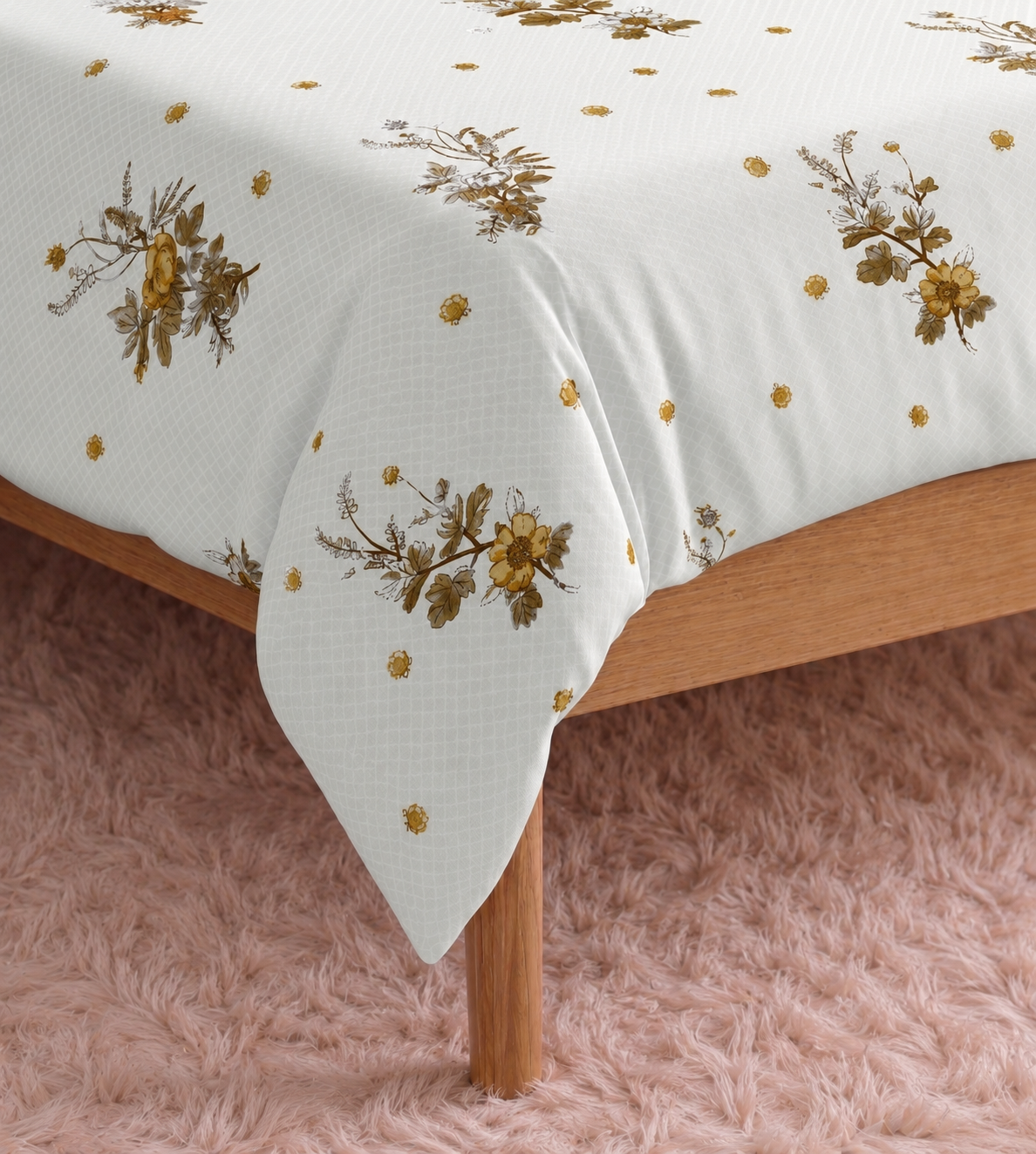 Arizona Golden Blossom King Size Cotton Bedsheet – Floral Elegance & Everyday Comfort