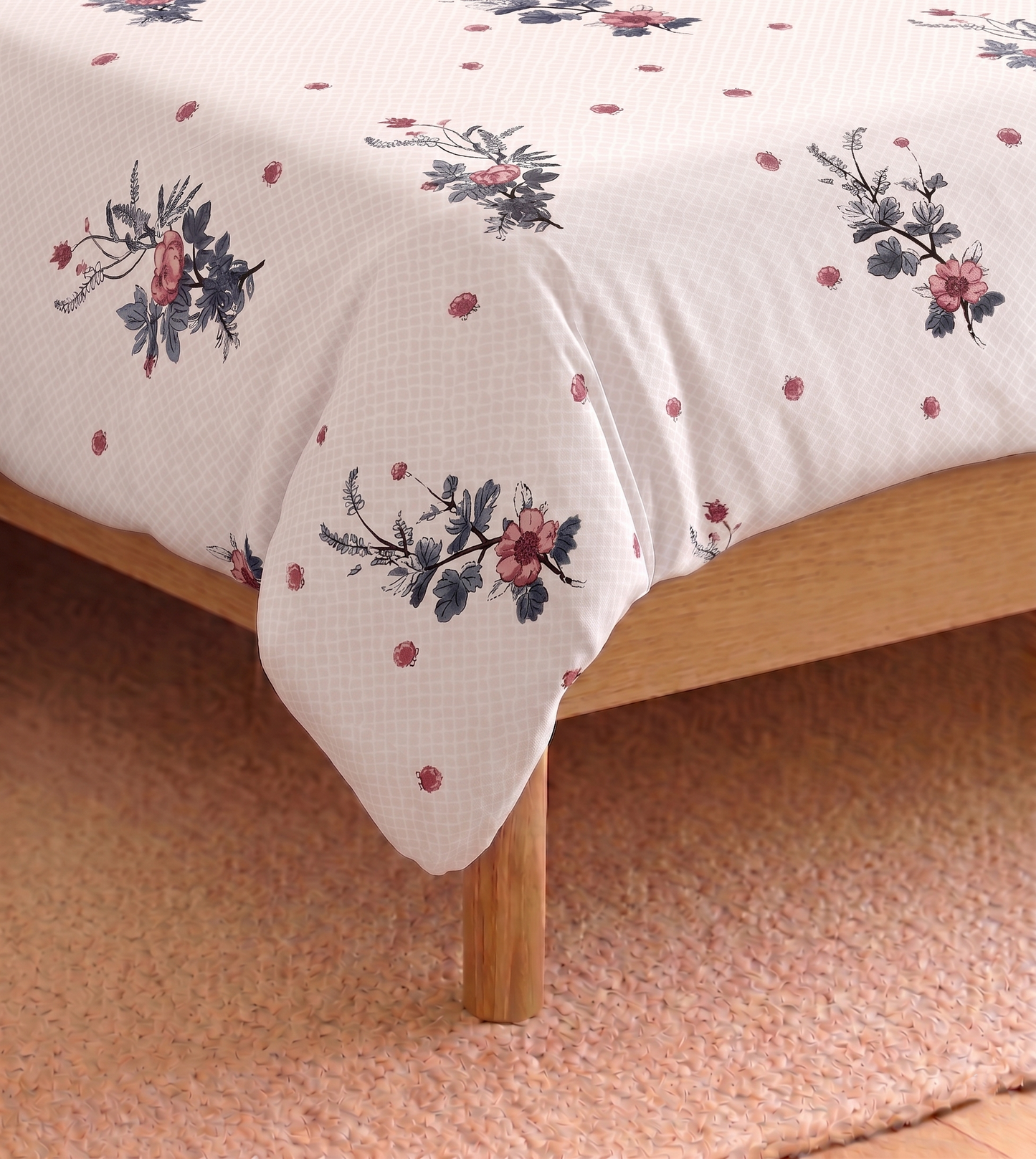 Arizona Indigo Blossom King Size Cotton Bedsheet – Floral Grace & Everyday Comfort