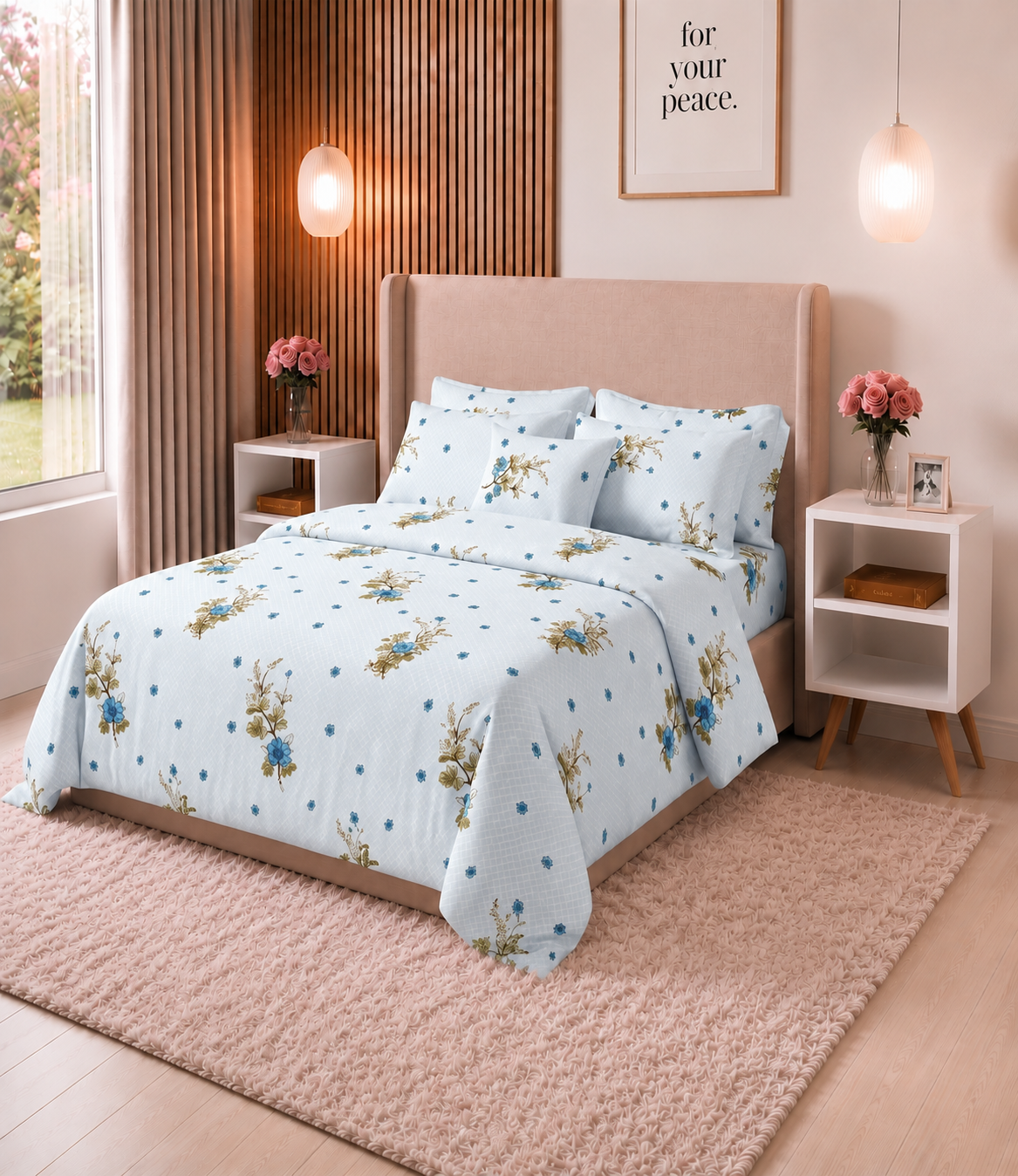 Arizona Sky Blossom King Size Cotton Bedsheet – Floral Freshness & Everyday Comfort