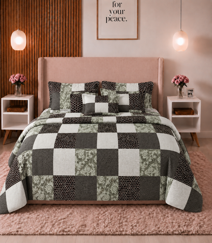 Arizona Urban Mosaic King Size Cotton Bedsheet – Contemporary Patchwork Comfort