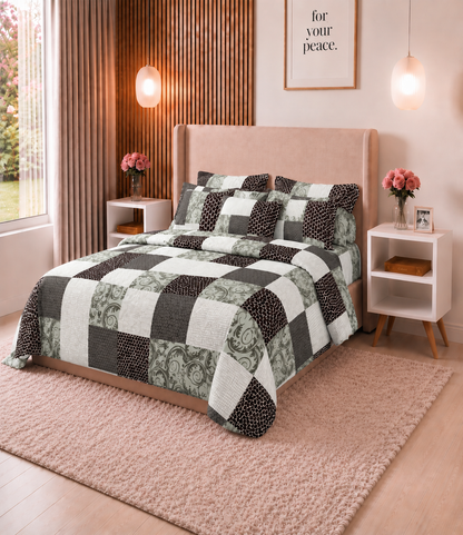 Arizona Urban Mosaic King Size Cotton Bedsheet – Contemporary Patchwork Comfort