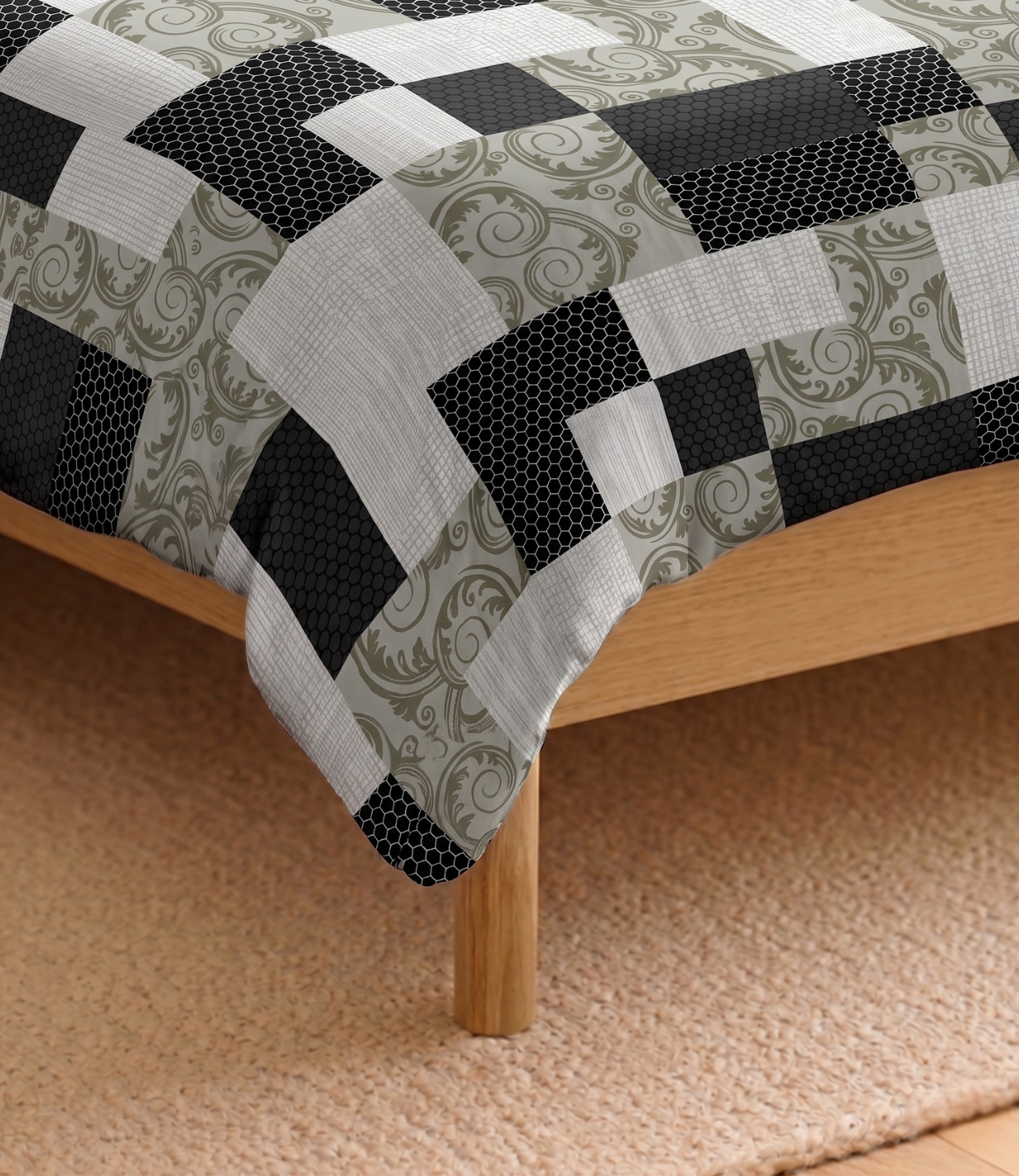 Arizona Urban Mosaic King Size Cotton Bedsheet – Contemporary Patchwork Comfort
