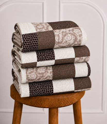 Arizona Mocha Mosaic King Size Cotton Bedsheet – Contemporary Patchwork Elegance