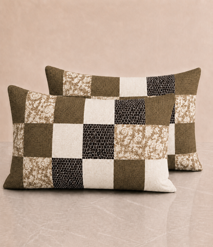 Arizona Olive Mosaic King Size Cotton Bedsheet – Contemporary Patchwork Comfort
