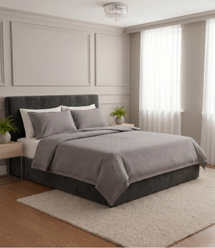 Mayra Dark Grey King Size Cotton Bedsheet – Modern Solid Bedding
