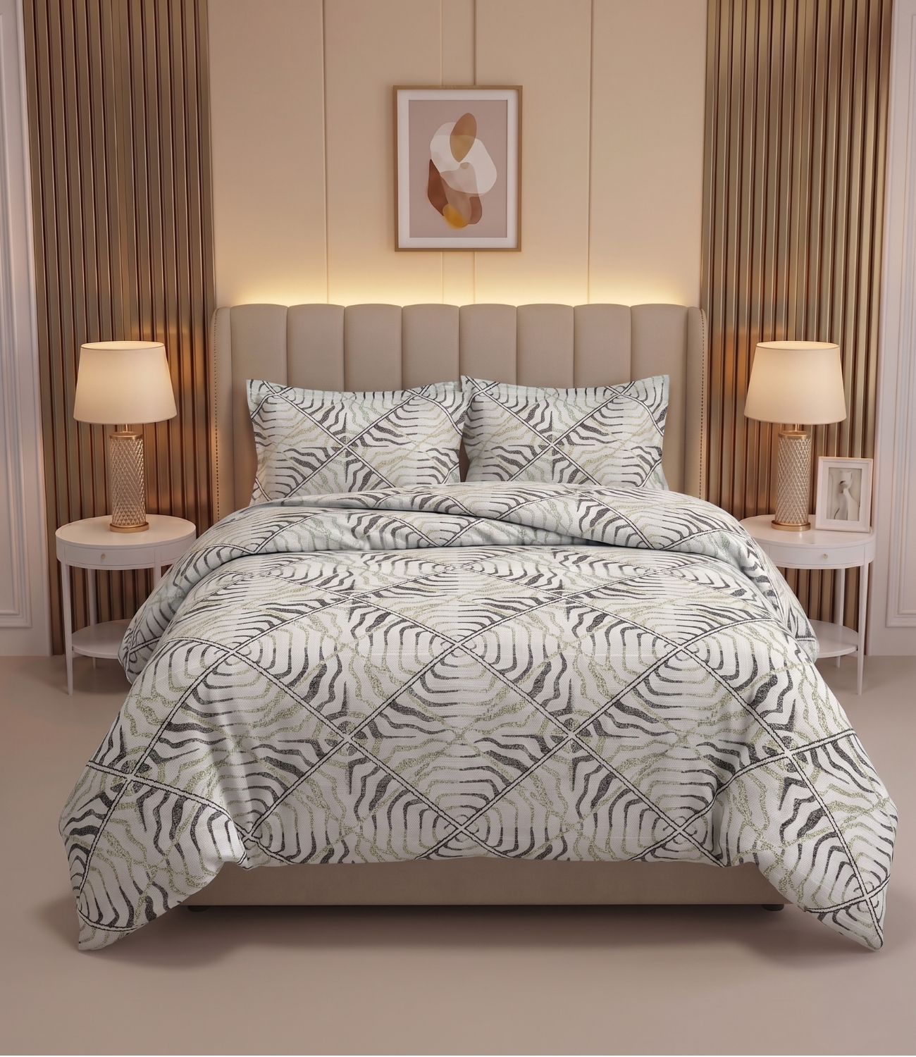 Feel Good Queen Size Cotton Bedsheet - Peaceful Waves Design | Calming Pure Cotton