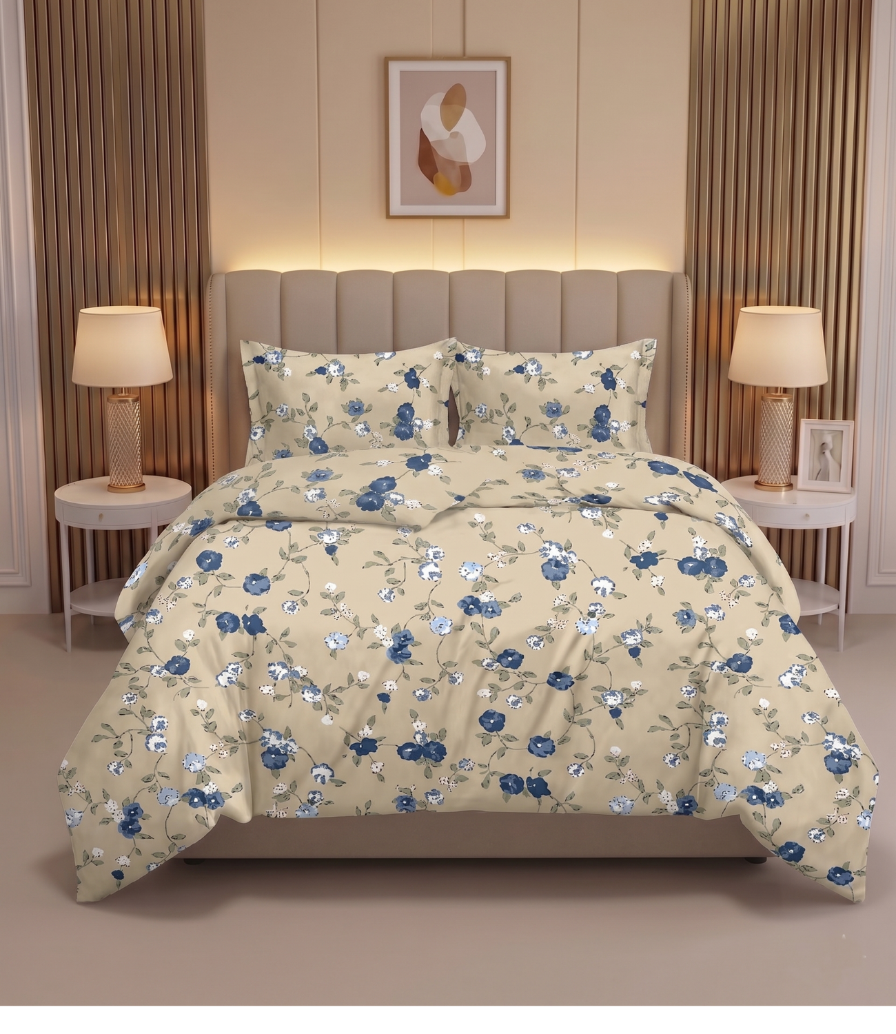 Feel Good Queen Size Pure Cotton Bedsheet - Harmony Circles Design | Balanced Cotton Bedding