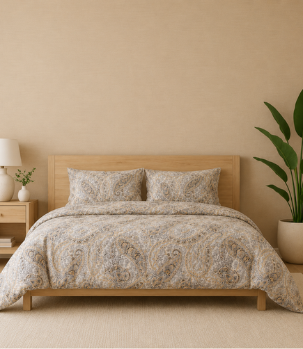 Gracious Ivory Paisley King Size Cotton Bedsheet – Elegant Heritage Premium Comfort