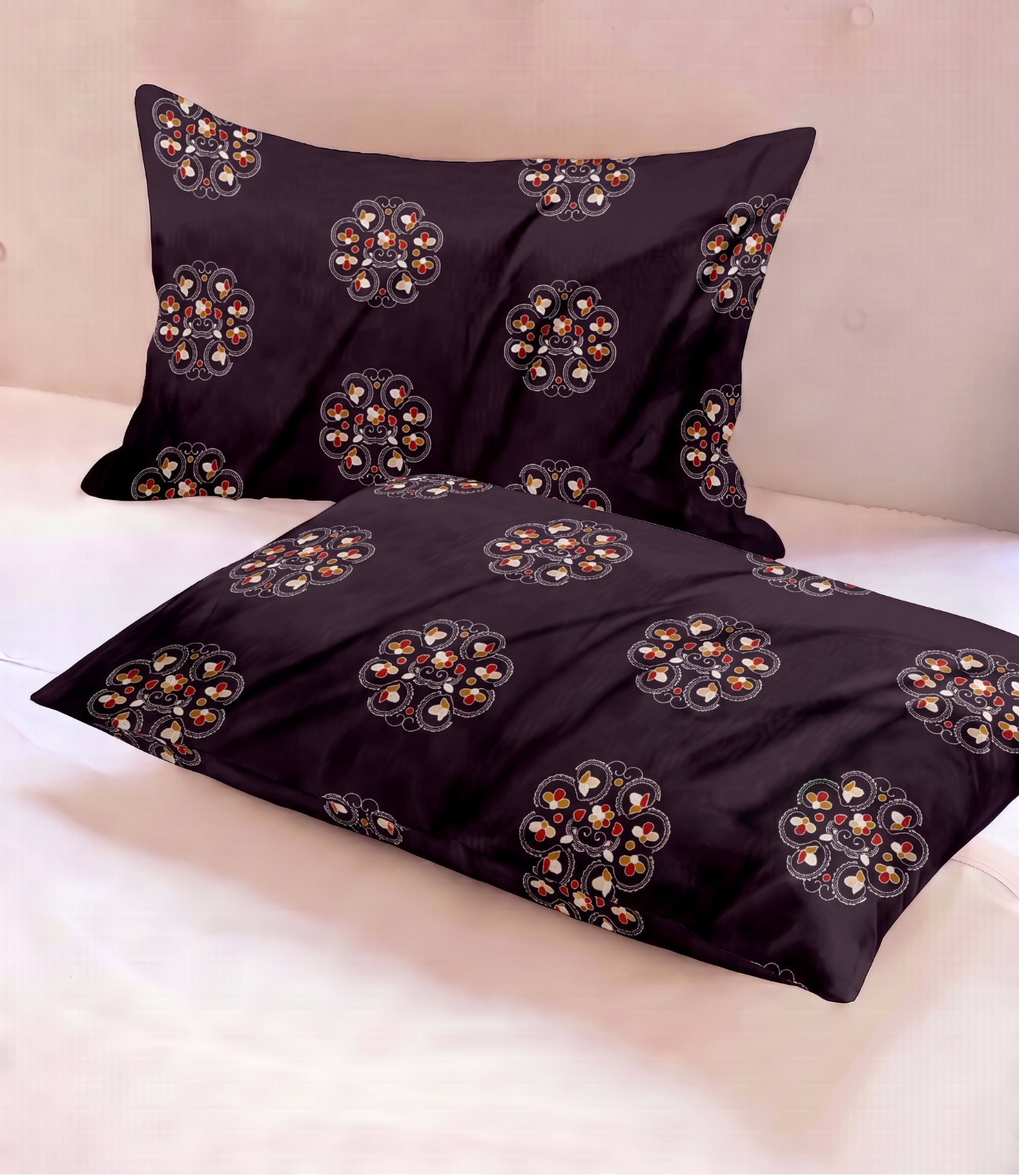 Gracious Midnight Plum Floral King Size Cotton Bedsheet – Elegant Ethnic Motif Collection