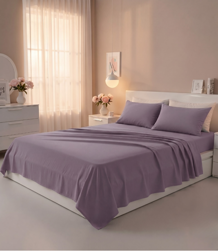 Soft Heaven Mauve King Size Cotton Bedsheet – Pastel Solid Premium Bedding