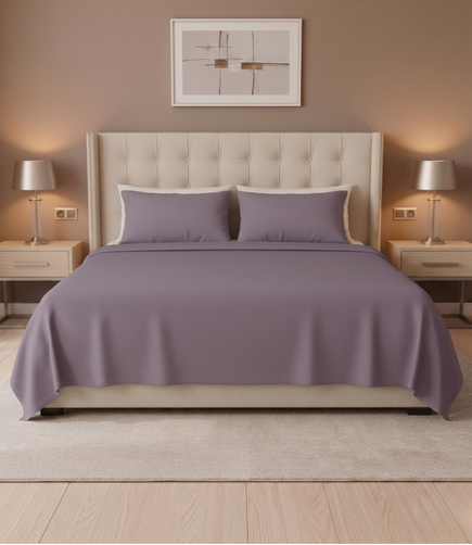 Soft Heaven Mauve King Size Cotton Bedsheet – Pastel Solid Premium Bedding