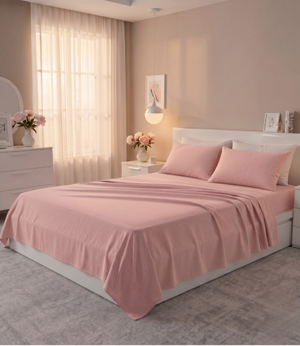 Soft Heaven Rose Gold King Size Cotton Bedsheet – Warm Elegant Bedding