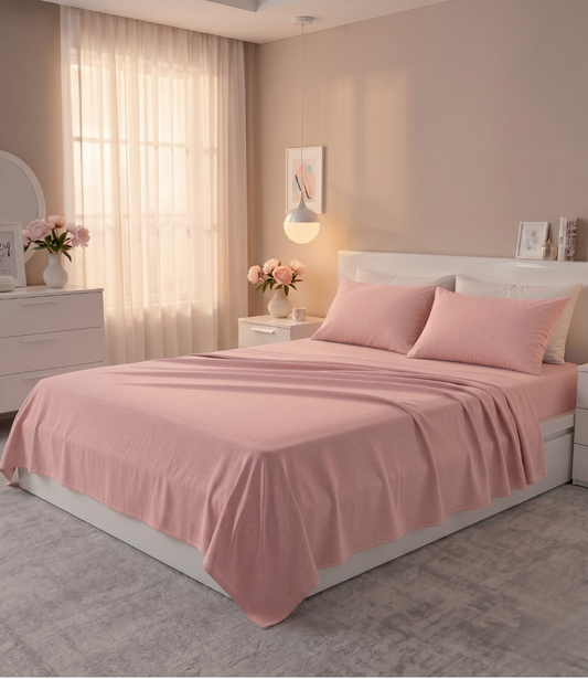 Soft Heaven Rose Gold King Size Cotton Bedsheet – Warm Elegant Bedding