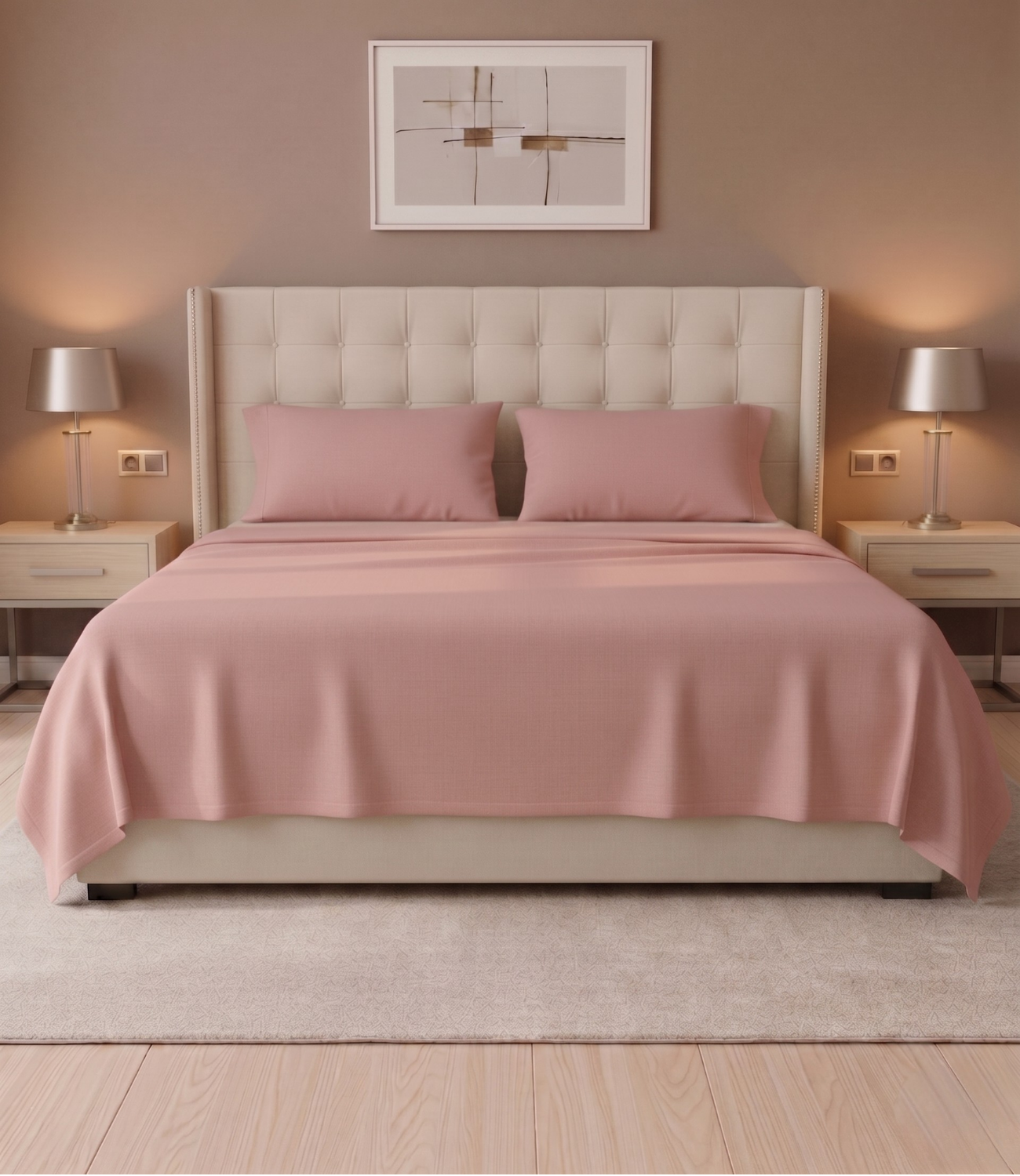 Soft Heaven Rose Gold King Size Cotton Bedsheet – Warm Elegant Bedding
