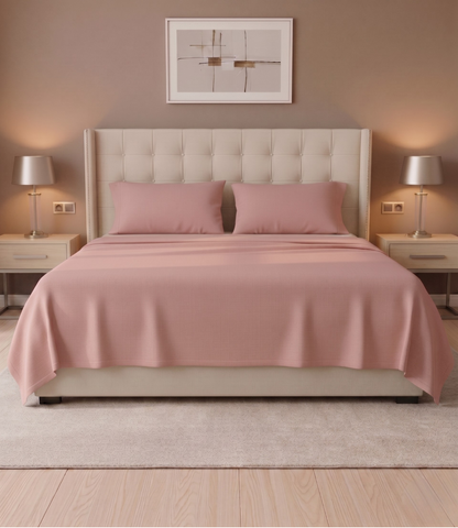 Soft Heaven Rose Gold King Size Cotton Bedsheet – Warm Elegant Bedding